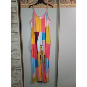 Colorblock Large Stretch Comfy Colorful Art To Wear One Piece Casual Retro Jumps